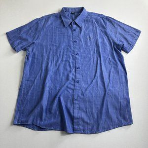 Oakley Short Sleeve Button Up Camp Shirt Mens Size 2XL Blue‎ Bowler Shirt